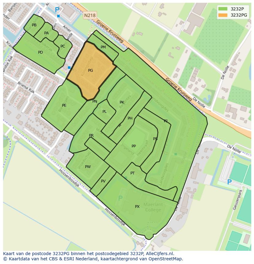 Afbeelding van het postcodegebied 3232 PG op de kaart.