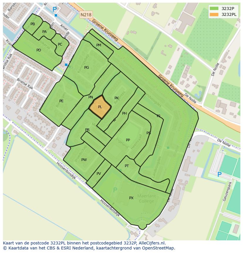 Afbeelding van het postcodegebied 3232 PL op de kaart.