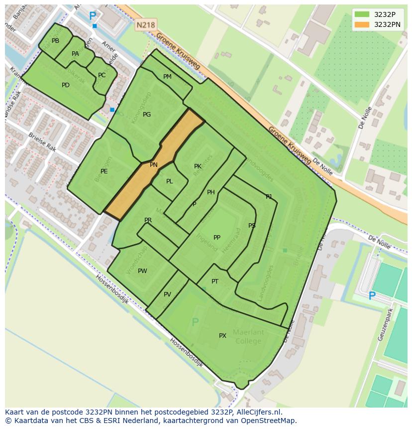 Afbeelding van het postcodegebied 3232 PN op de kaart.