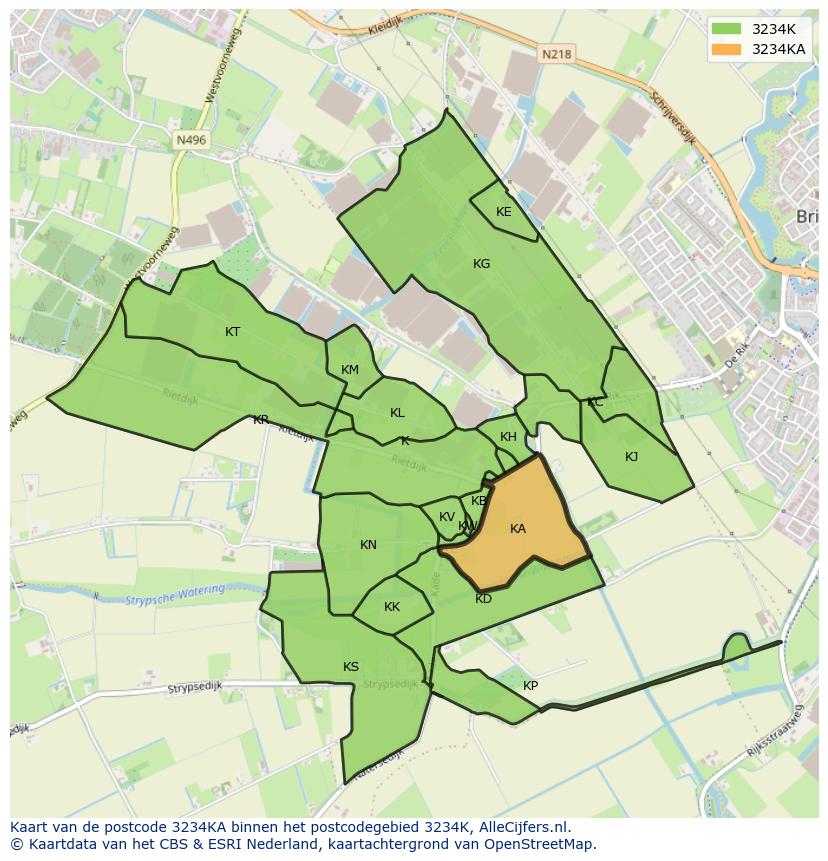 Afbeelding van het postcodegebied 3234 KA op de kaart.