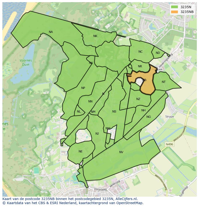 Afbeelding van het postcodegebied 3235 NB op de kaart.