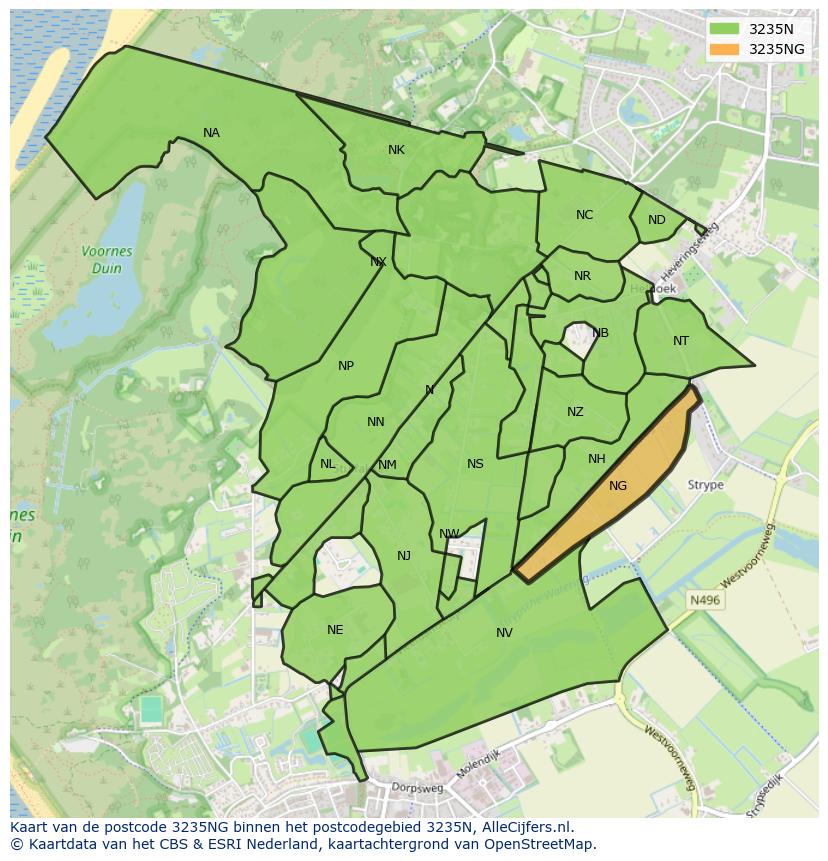Afbeelding van het postcodegebied 3235 NG op de kaart.