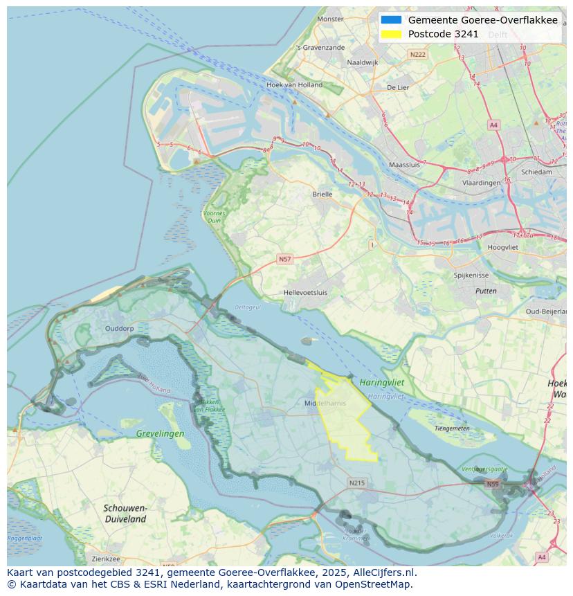 Afbeelding van het postcodegebied 3241 op de kaart.