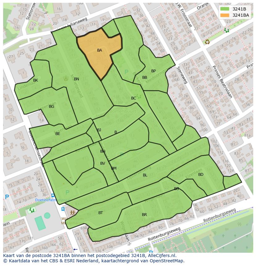 Afbeelding van het postcodegebied 3241 BA op de kaart.