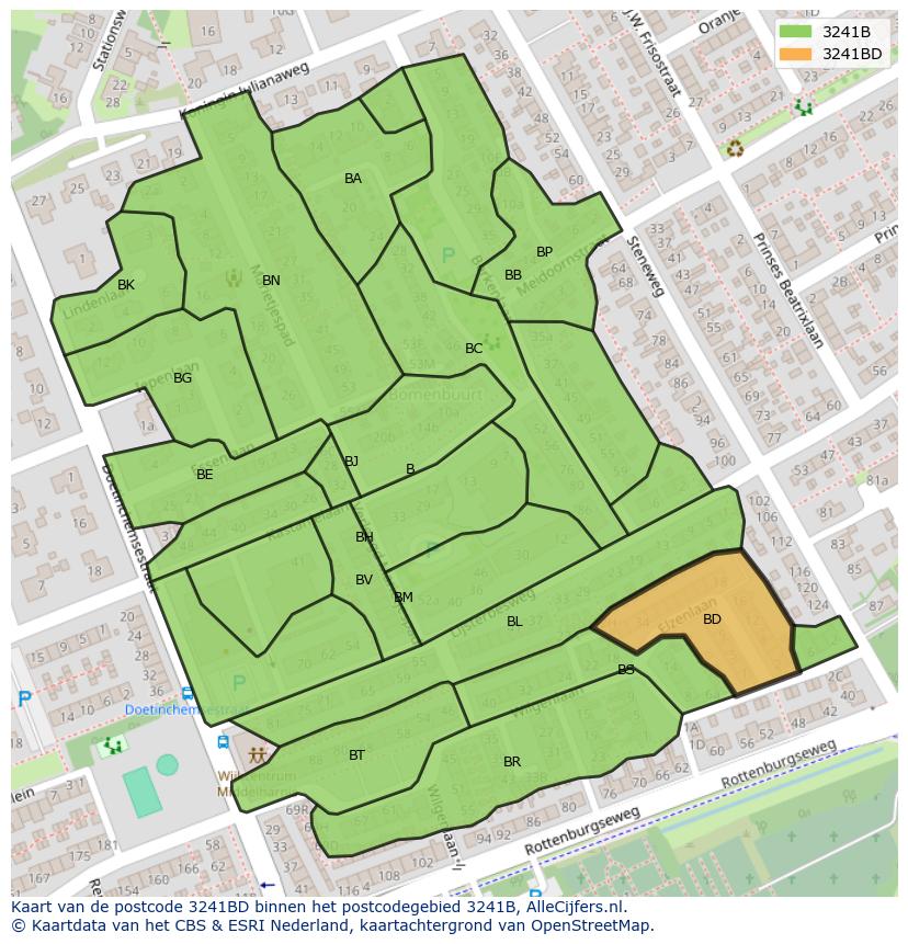 Afbeelding van het postcodegebied 3241 BD op de kaart.
