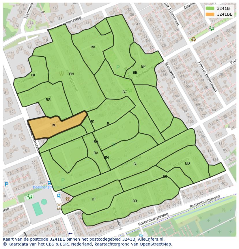 Afbeelding van het postcodegebied 3241 BE op de kaart.