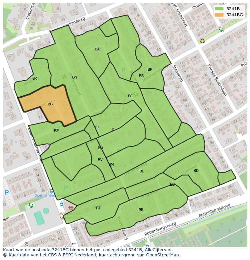 Afbeelding van het postcodegebied 3241 BG op de kaart.