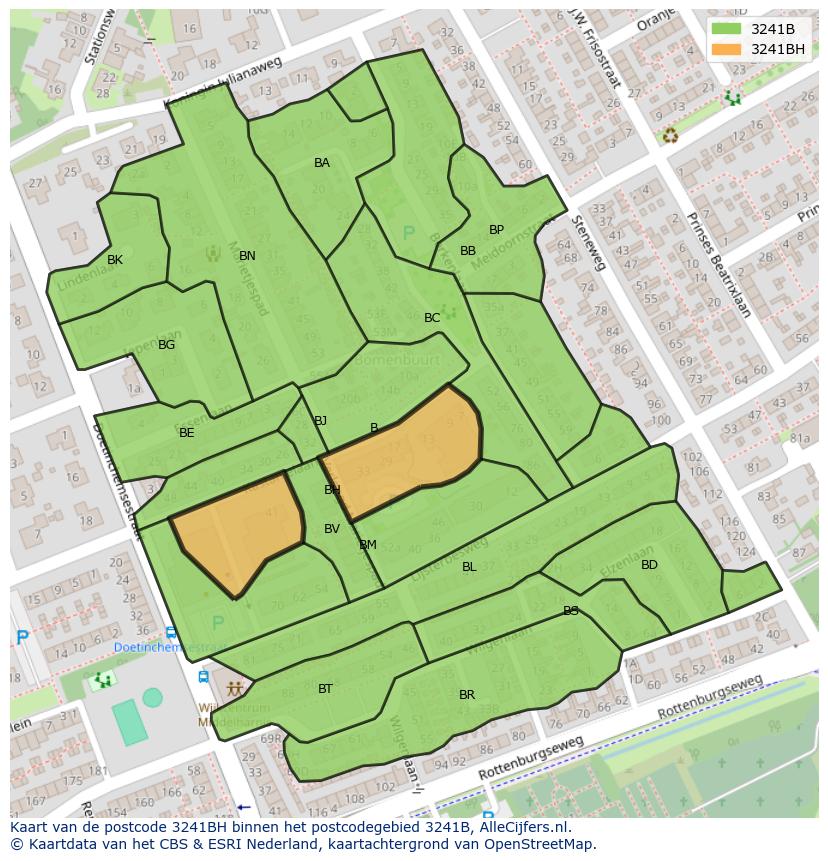 Afbeelding van het postcodegebied 3241 BH op de kaart.