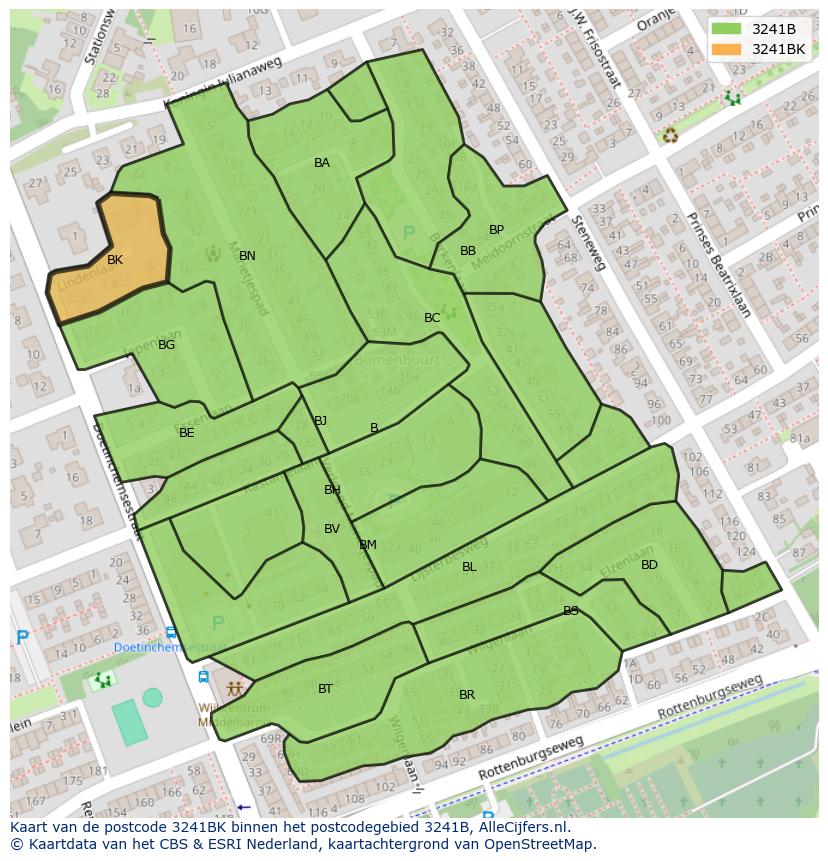 Afbeelding van het postcodegebied 3241 BK op de kaart.