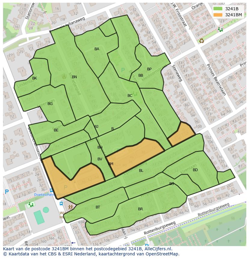 Afbeelding van het postcodegebied 3241 BM op de kaart.