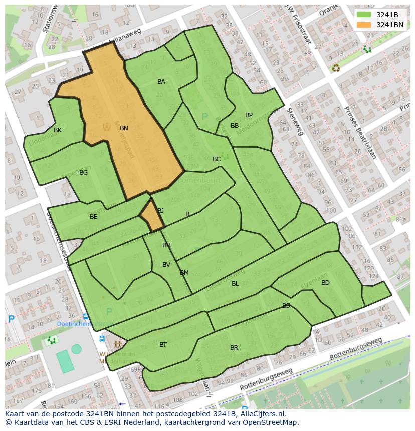 Afbeelding van het postcodegebied 3241 BN op de kaart.
