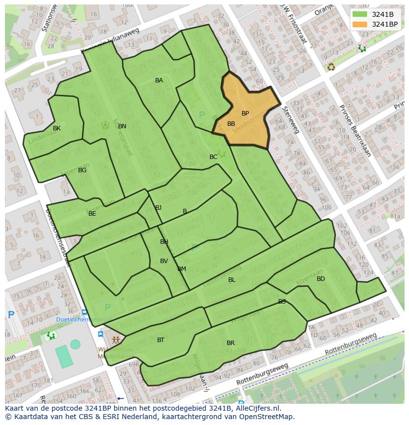 Afbeelding van het postcodegebied 3241 BP op de kaart.