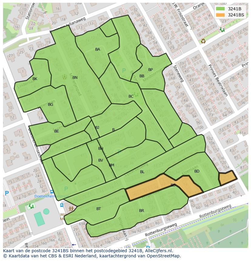 Afbeelding van het postcodegebied 3241 BS op de kaart.