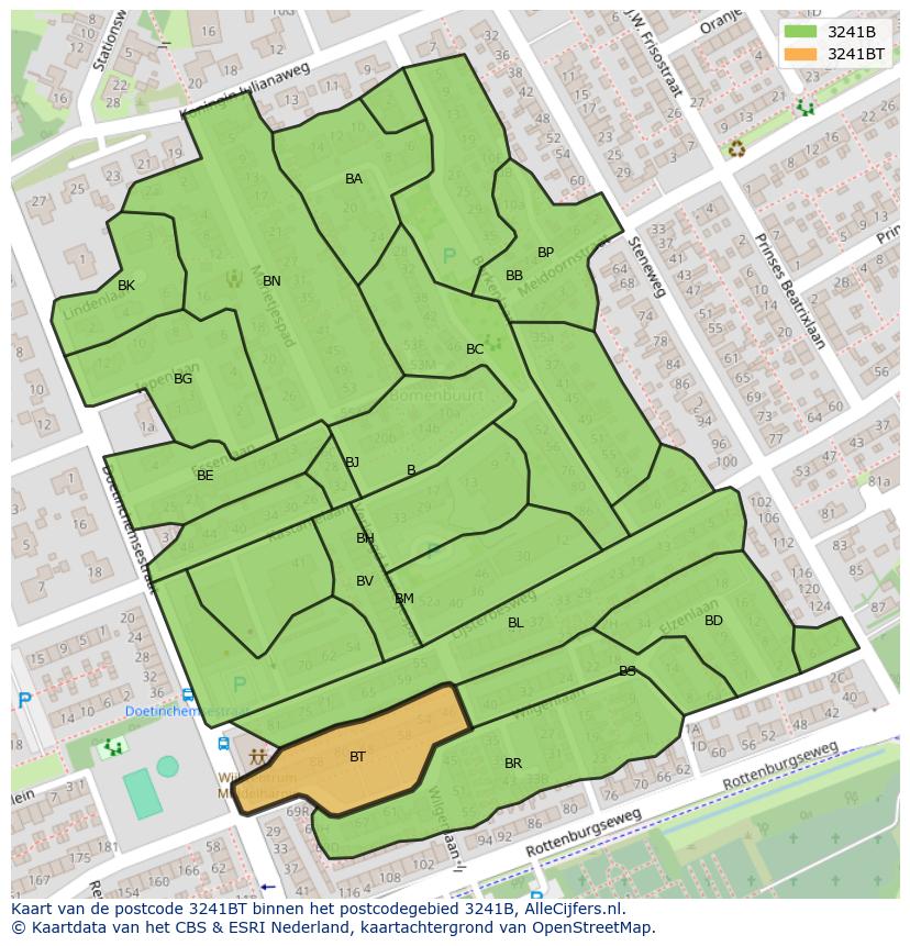 Afbeelding van het postcodegebied 3241 BT op de kaart.