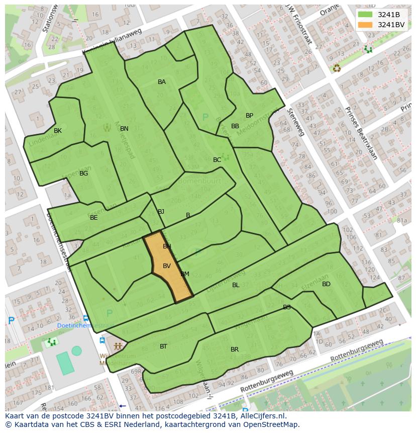 Afbeelding van het postcodegebied 3241 BV op de kaart.