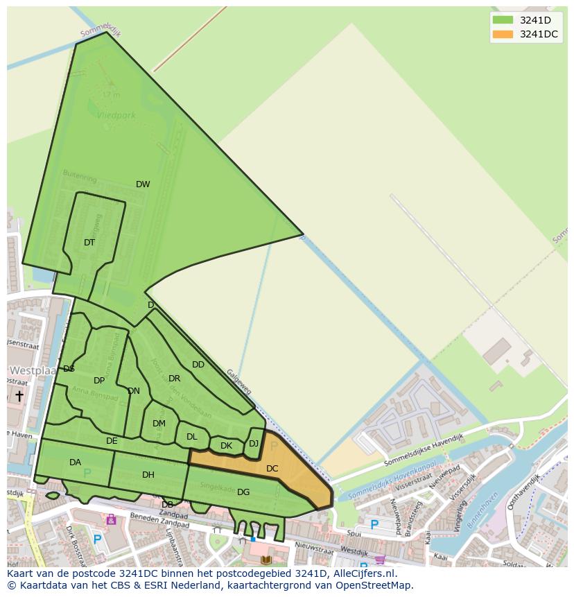 Afbeelding van het postcodegebied 3241 DC op de kaart.