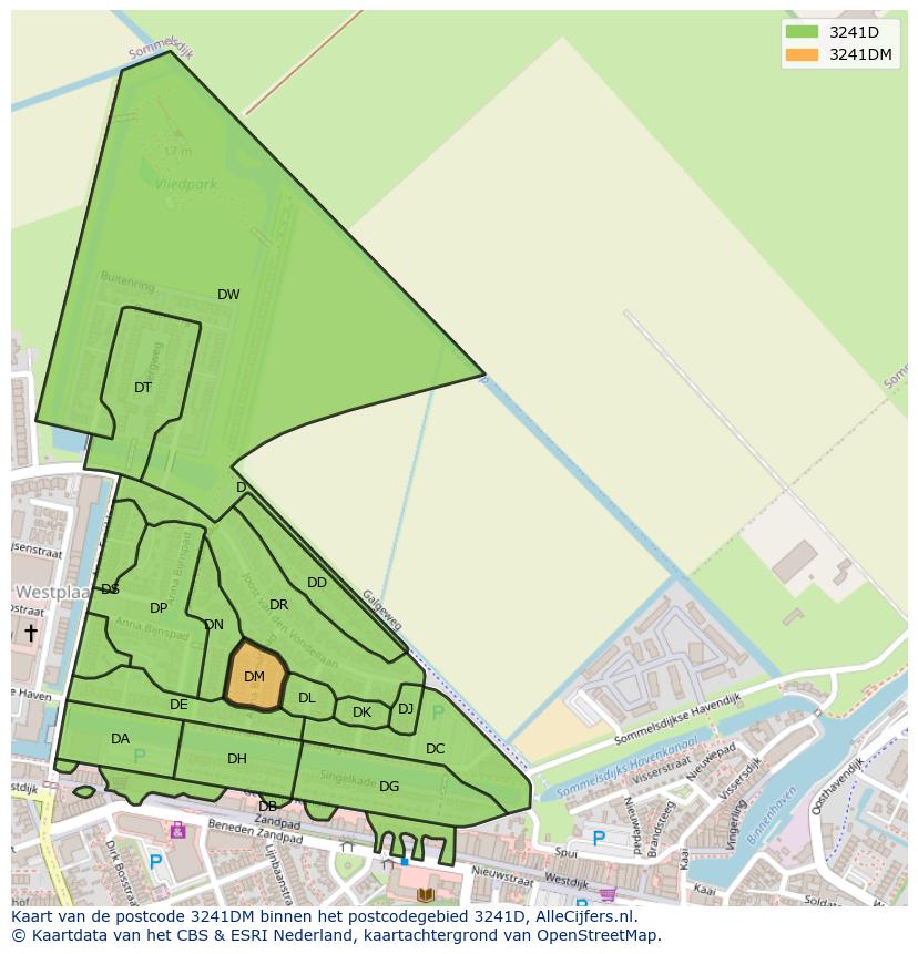 Afbeelding van het postcodegebied 3241 DM op de kaart.