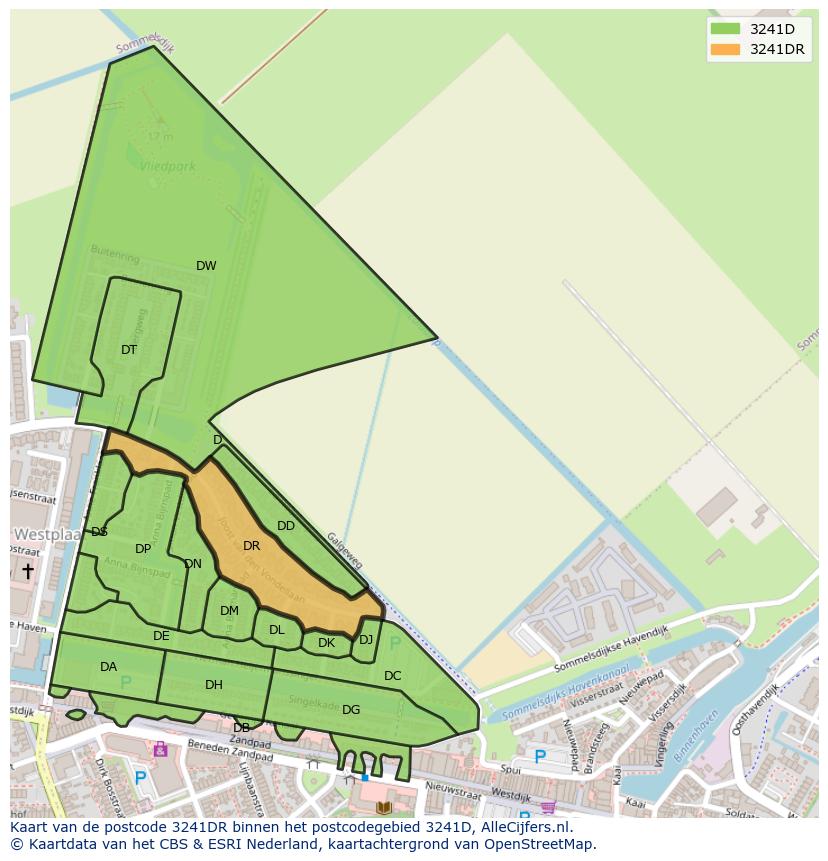 Afbeelding van het postcodegebied 3241 DR op de kaart.