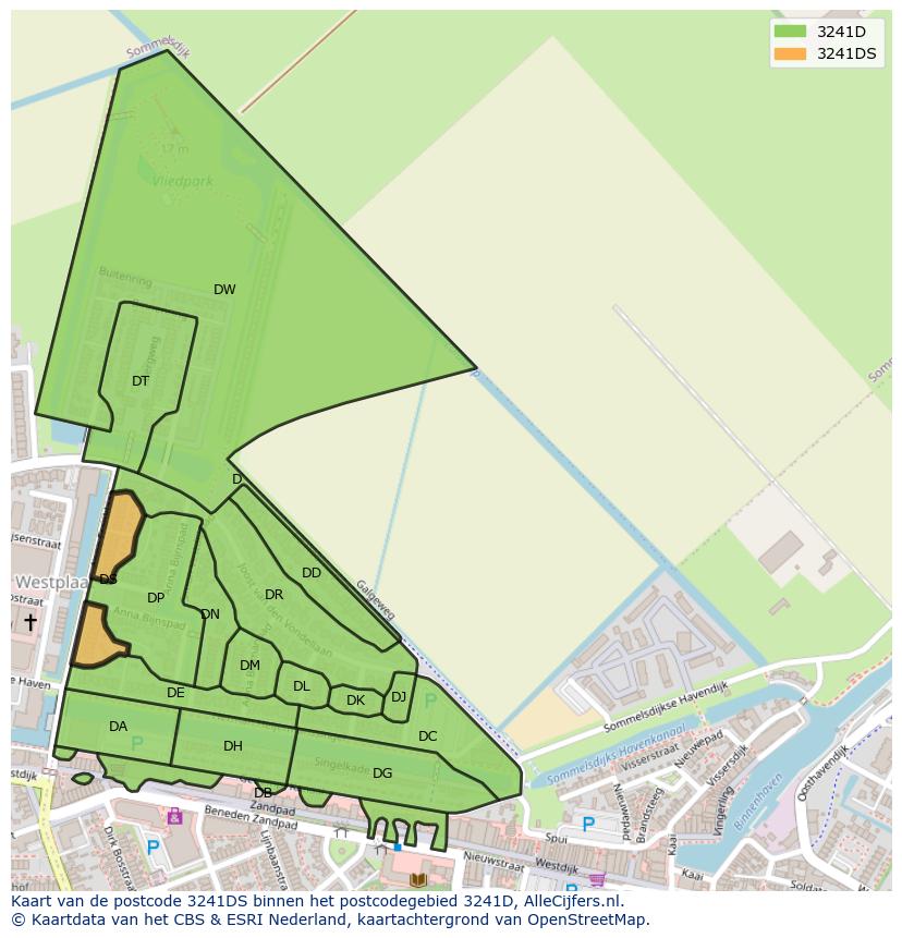 Afbeelding van het postcodegebied 3241 DS op de kaart.