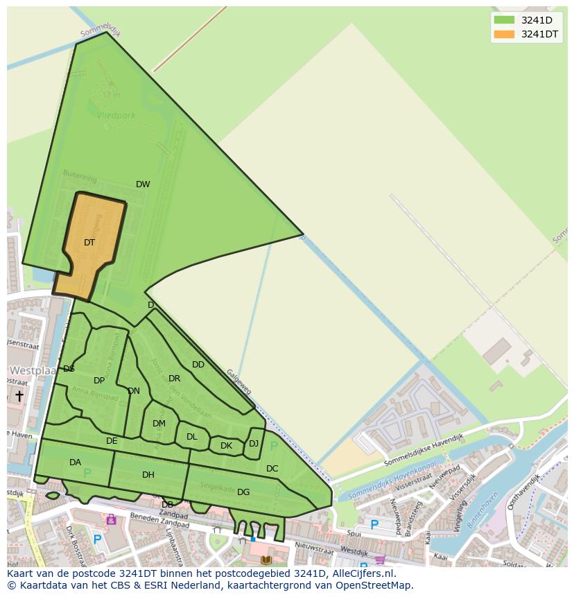 Afbeelding van het postcodegebied 3241 DT op de kaart.