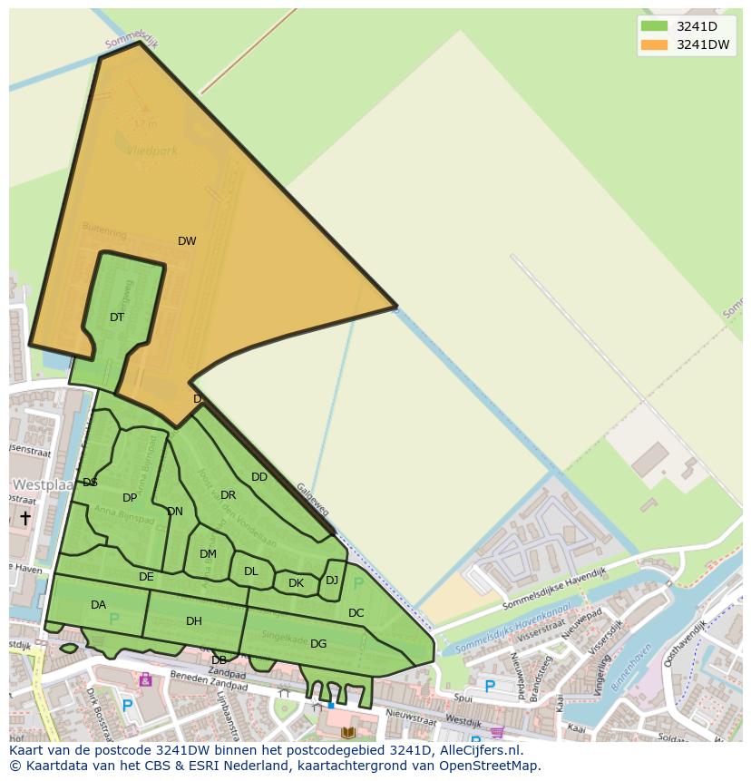 Afbeelding van het postcodegebied 3241 DW op de kaart.