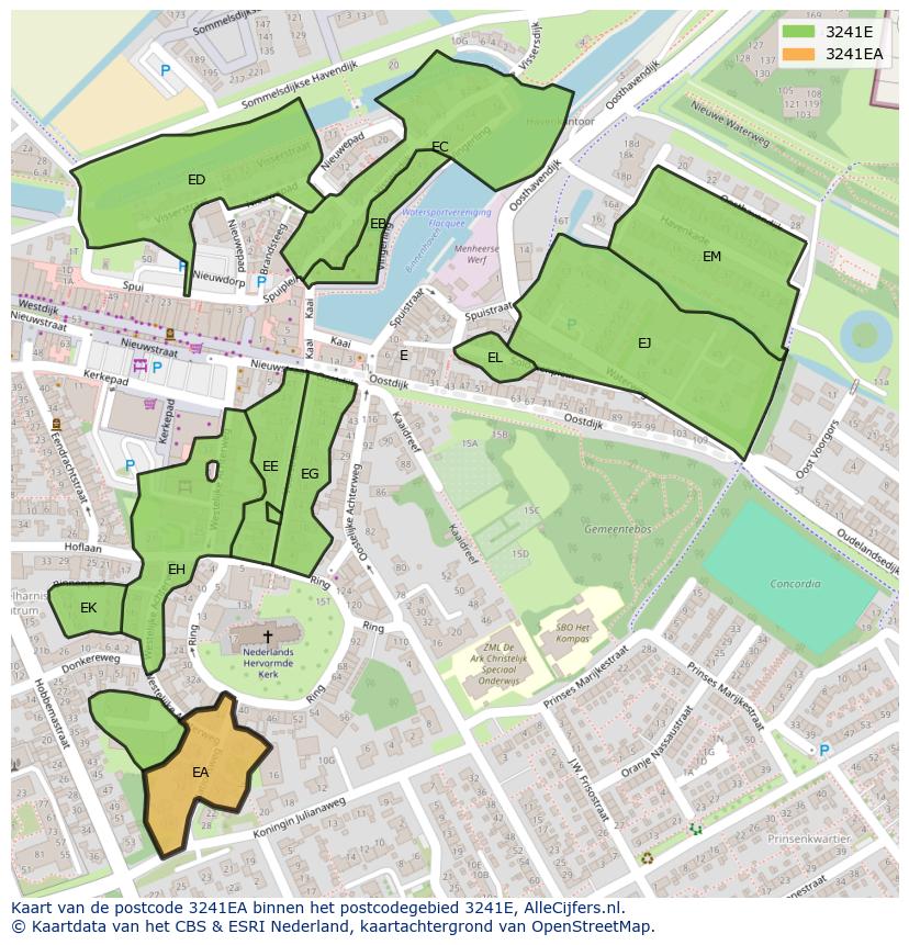 Afbeelding van het postcodegebied 3241 EA op de kaart.