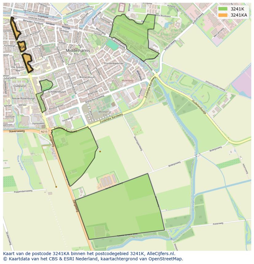 Afbeelding van het postcodegebied 3241 KA op de kaart.