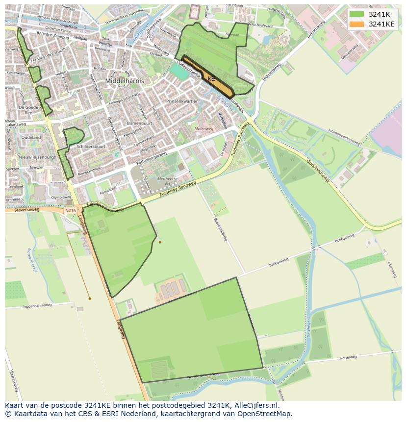 Afbeelding van het postcodegebied 3241 KE op de kaart.