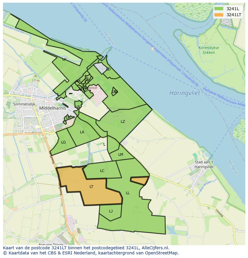 Afbeelding van het postcodegebied 3241 LT op de kaart.