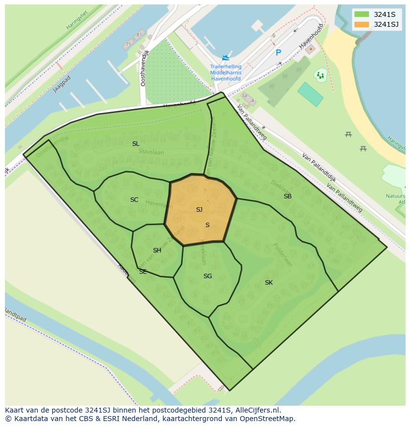 Afbeelding van het postcodegebied 3241 SJ op de kaart.