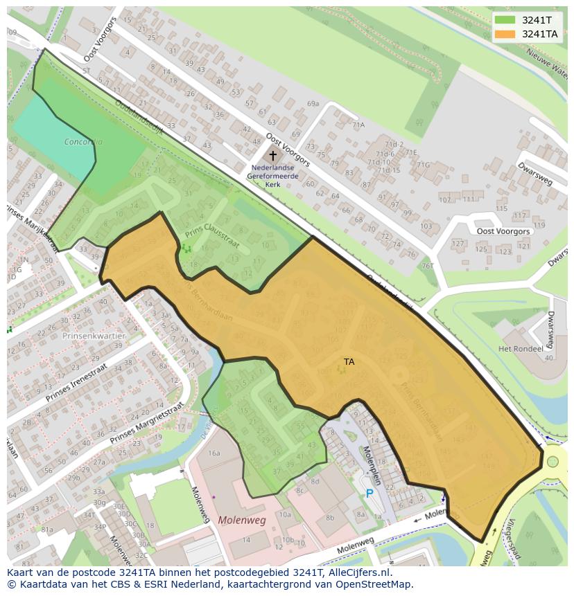 Afbeelding van het postcodegebied 3241 TA op de kaart.