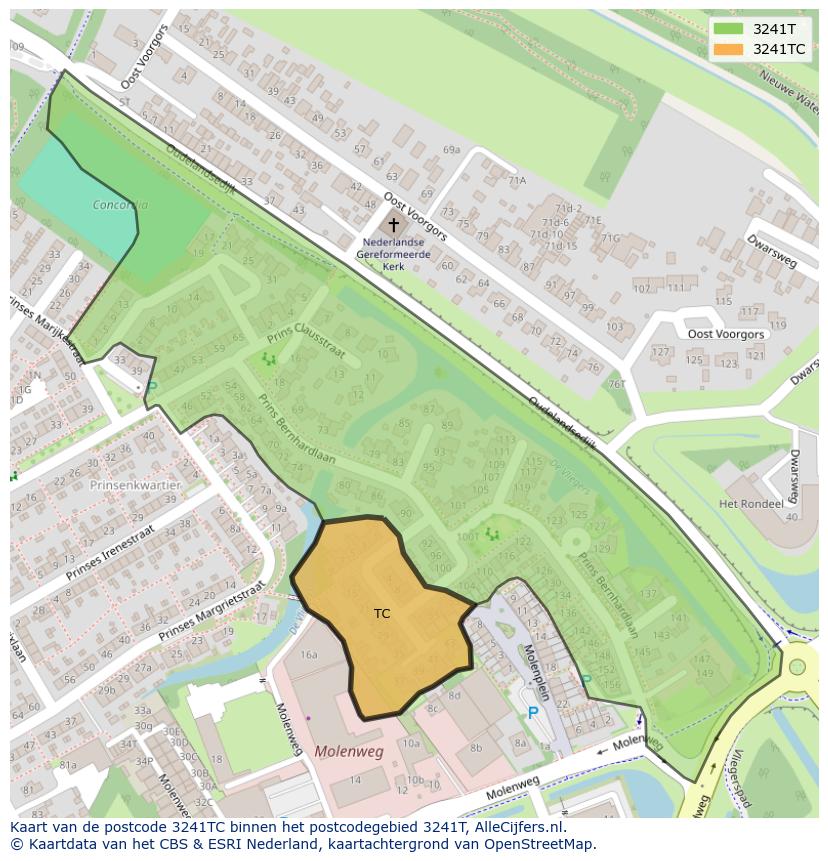 Afbeelding van het postcodegebied 3241 TC op de kaart.