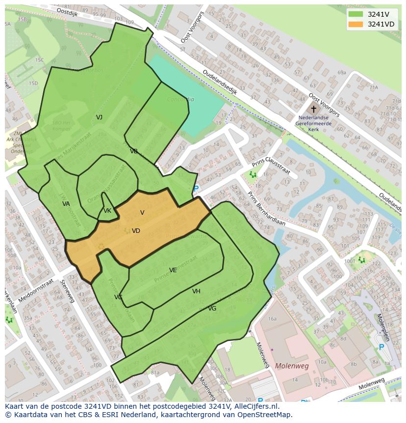 Afbeelding van het postcodegebied 3241 VD op de kaart.