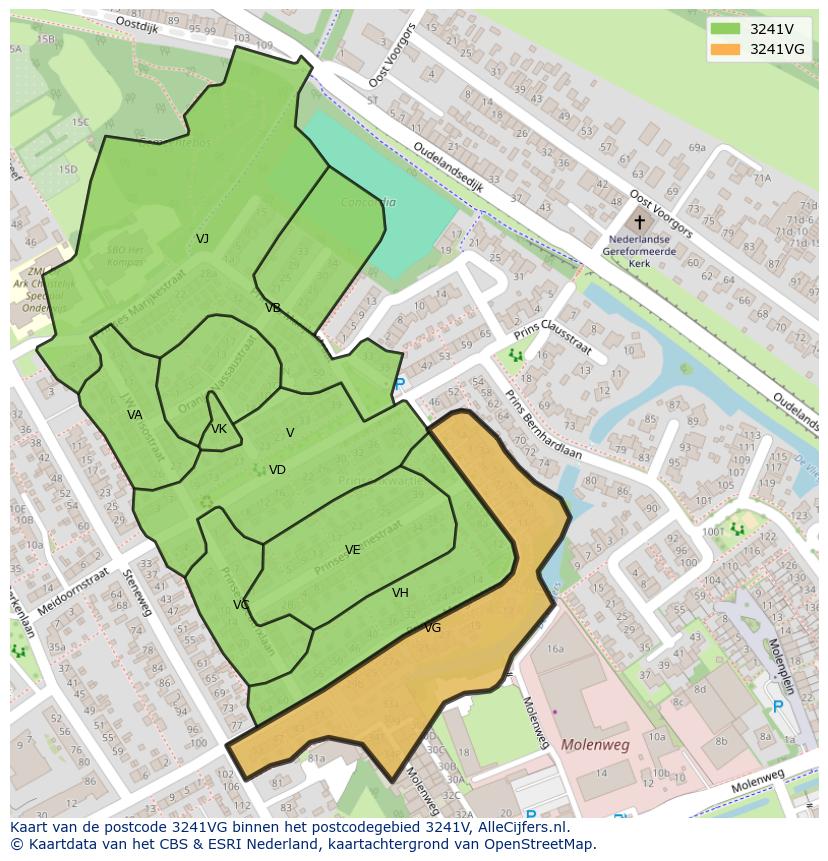 Afbeelding van het postcodegebied 3241 VG op de kaart.