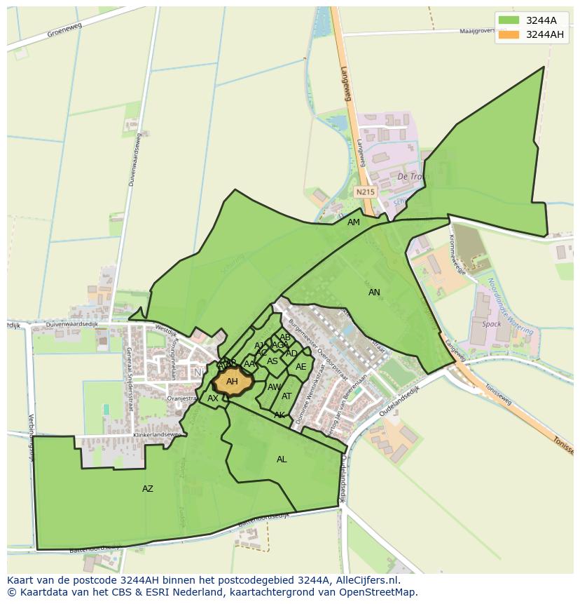 Afbeelding van het postcodegebied 3244 AH op de kaart.