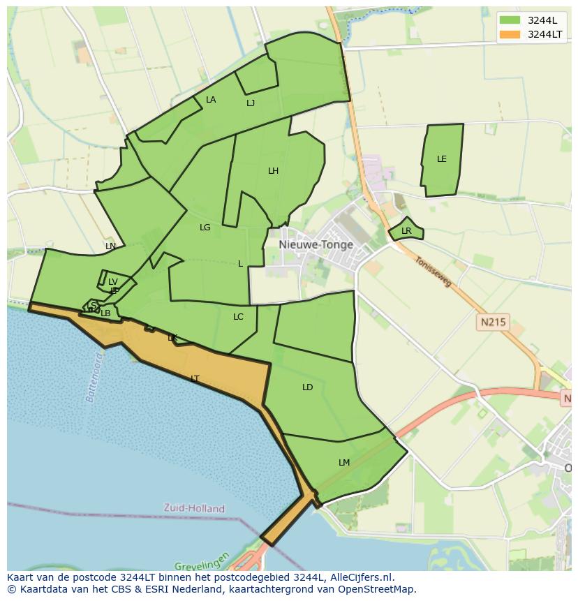 Afbeelding van het postcodegebied 3244 LT op de kaart.