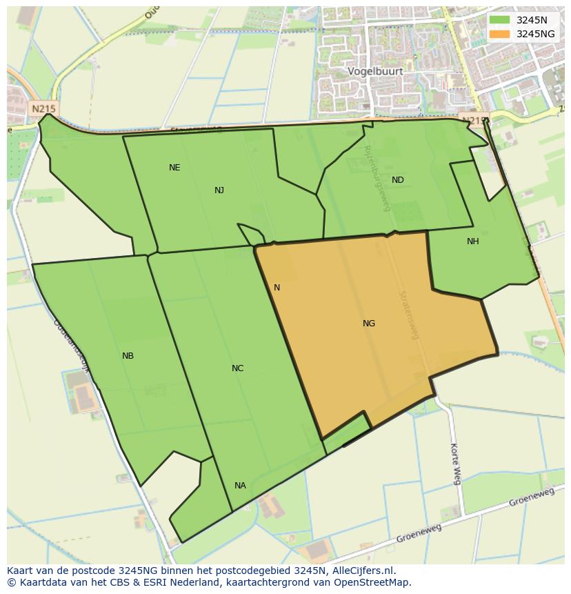 Afbeelding van het postcodegebied 3245 NG op de kaart.