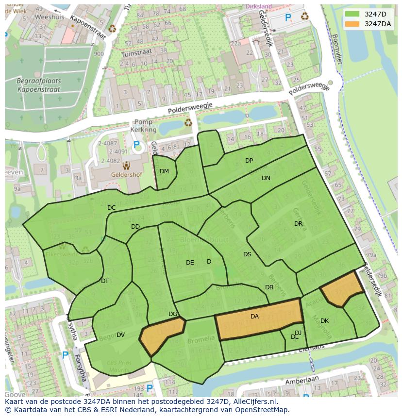 Afbeelding van het postcodegebied 3247 DA op de kaart.
