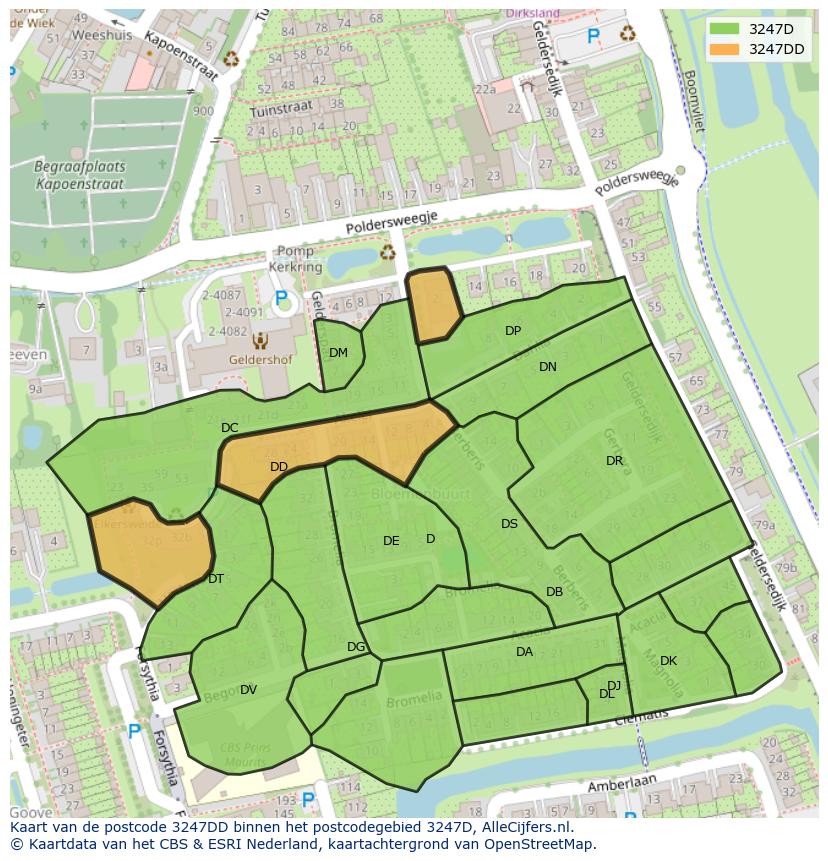 Afbeelding van het postcodegebied 3247 DD op de kaart.