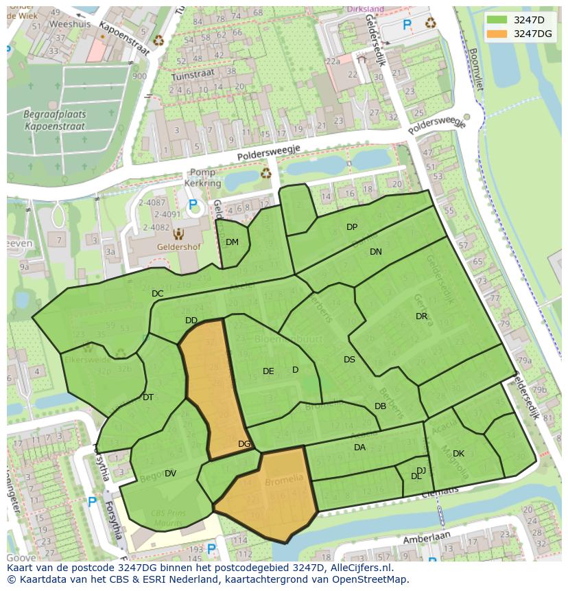 Afbeelding van het postcodegebied 3247 DG op de kaart.
