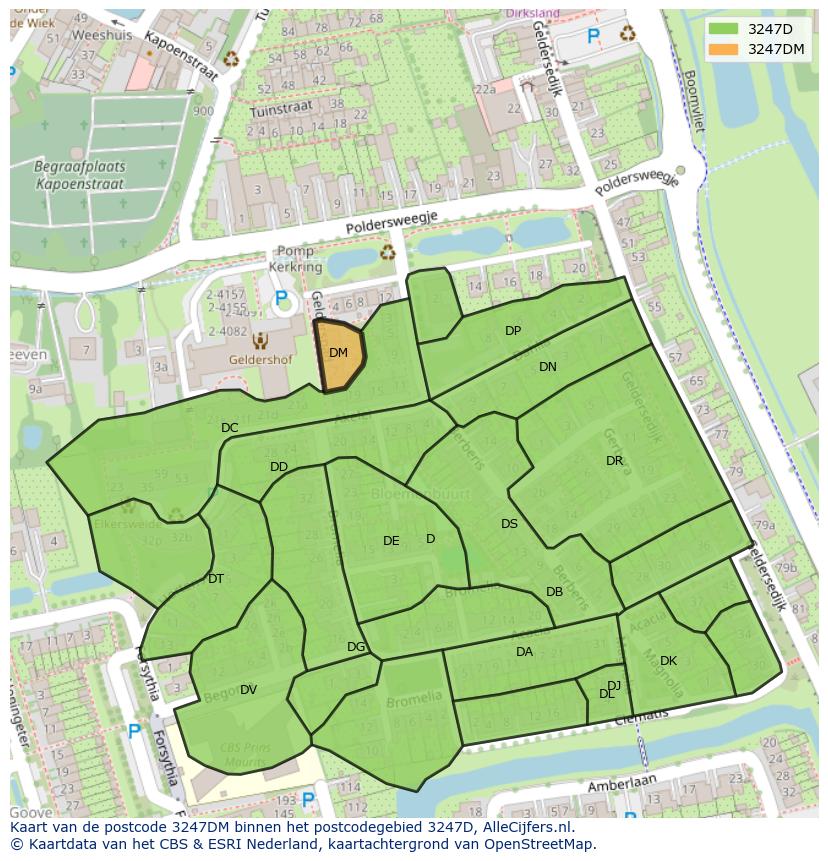 Afbeelding van het postcodegebied 3247 DM op de kaart.
