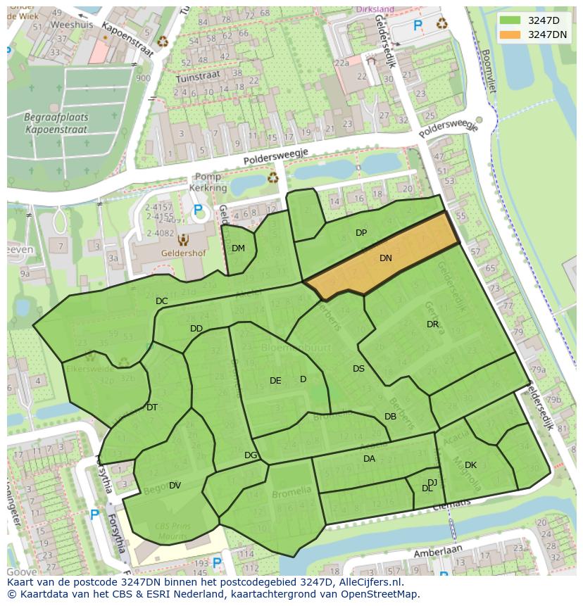 Afbeelding van het postcodegebied 3247 DN op de kaart.