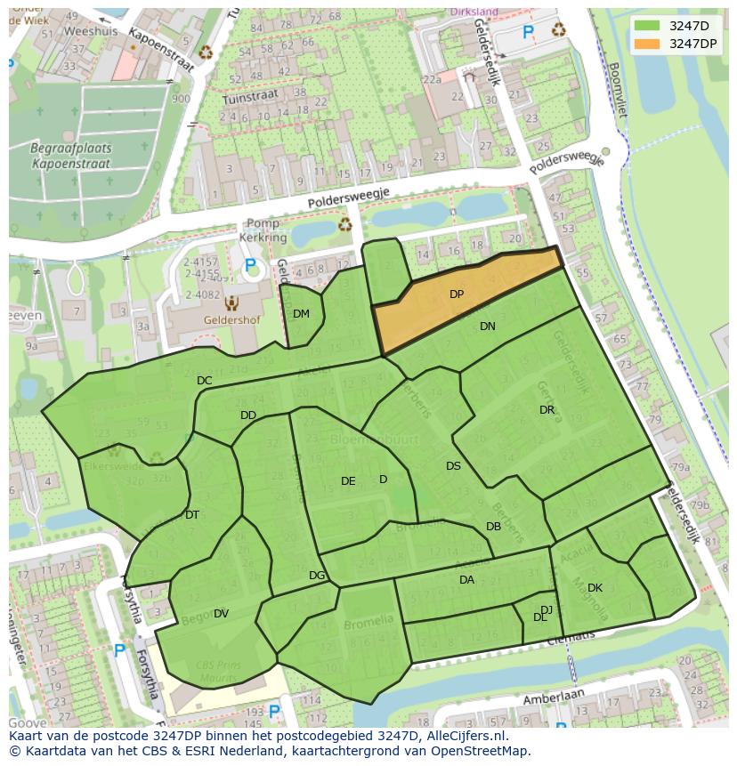Afbeelding van het postcodegebied 3247 DP op de kaart.