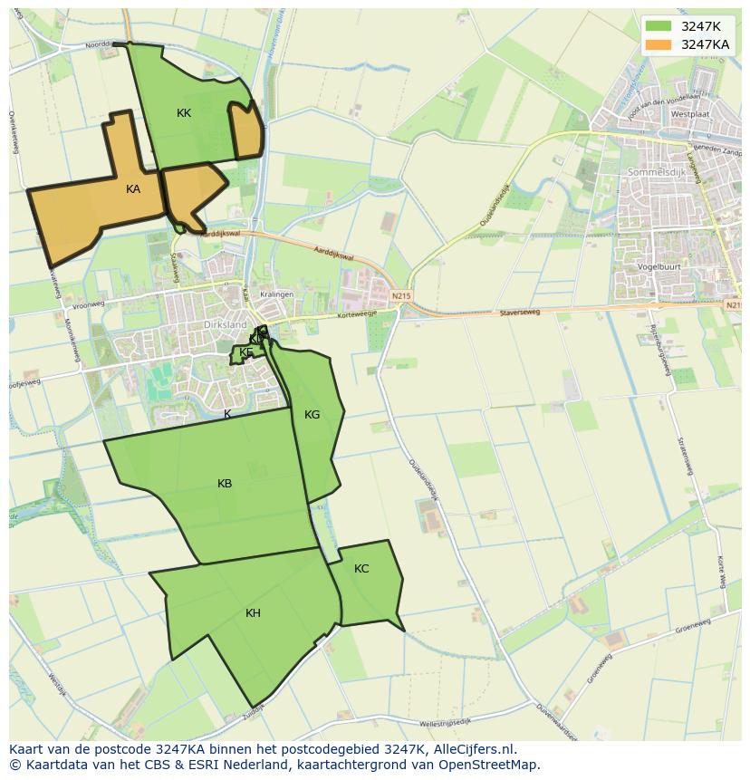 Afbeelding van het postcodegebied 3247 KA op de kaart.