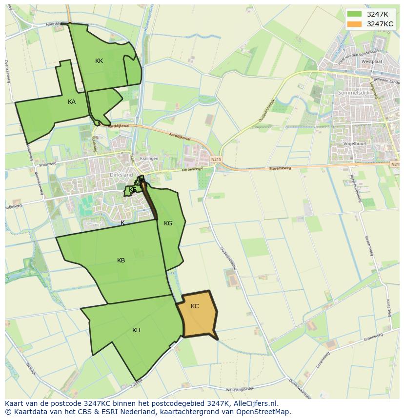 Afbeelding van het postcodegebied 3247 KC op de kaart.