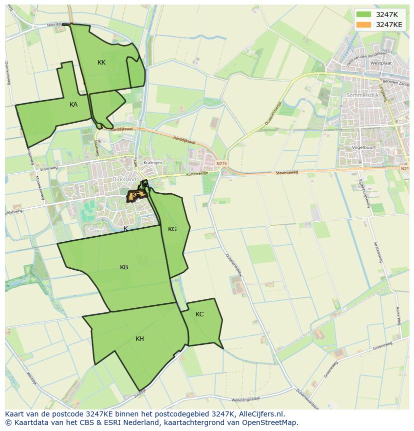 Afbeelding van het postcodegebied 3247 KE op de kaart.