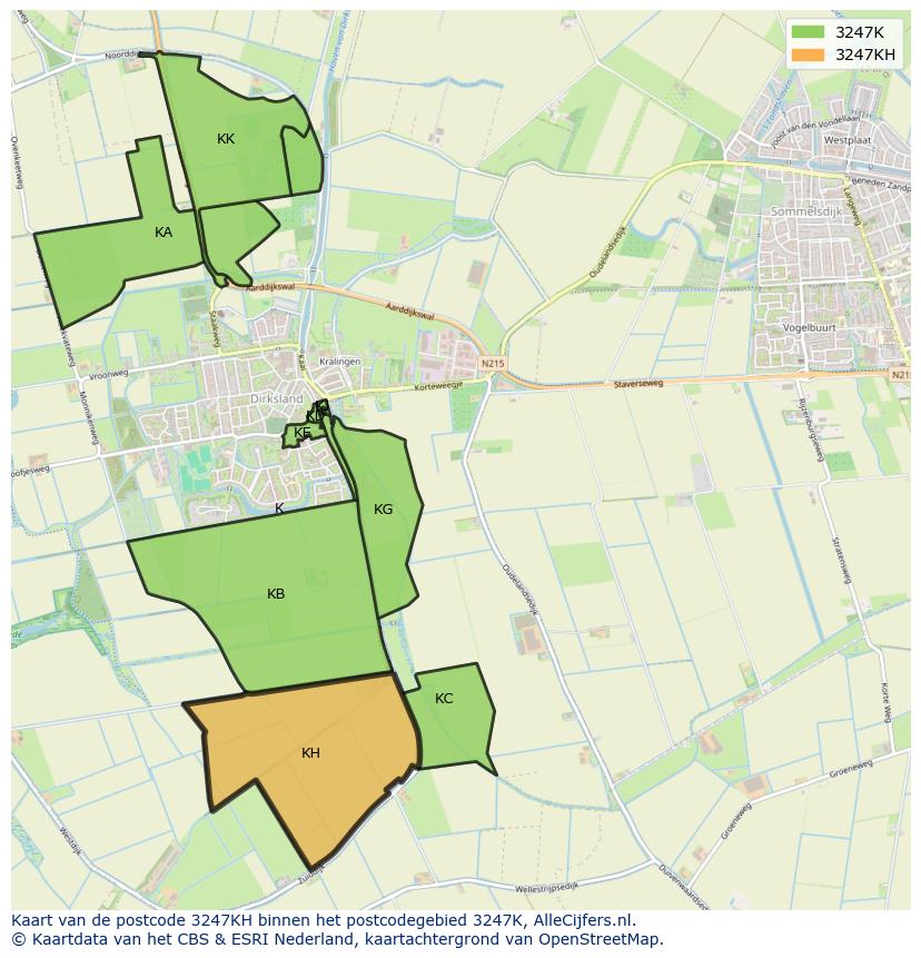 Afbeelding van het postcodegebied 3247 KH op de kaart.