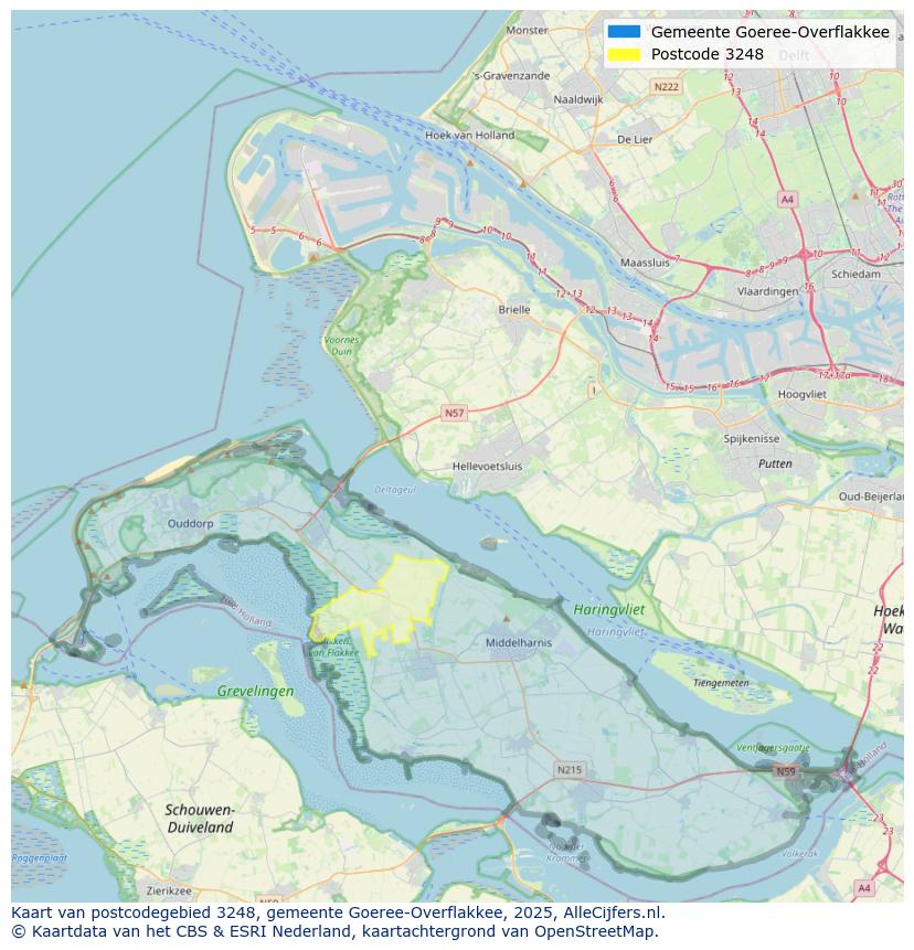 Afbeelding van het postcodegebied 3248 op de kaart.