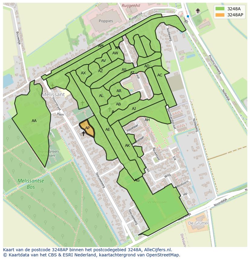 Afbeelding van het postcodegebied 3248 AP op de kaart.
