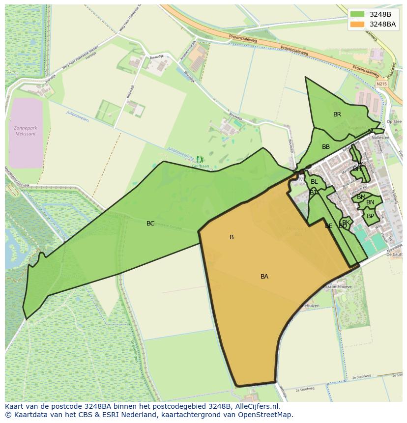 Afbeelding van het postcodegebied 3248 BA op de kaart.